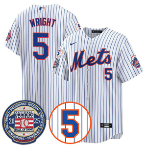 Personalized Men’s New York Mets #5 David Wright Gold Number Retirement & Hall of Fame Jersey All Stitched