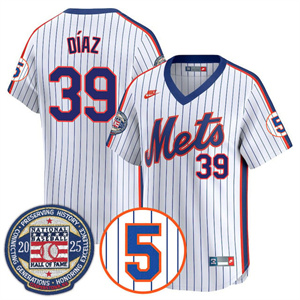 Personalized Men’s New York Mets #39 Edwin Diaz Gold Number Retirement & Hall of Fame Jersey All Stitched