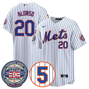 Personalized Men’s New York Mets #20 Pete Alonso Gold Number Retirement & Hall of Fame Jersey All Stitched