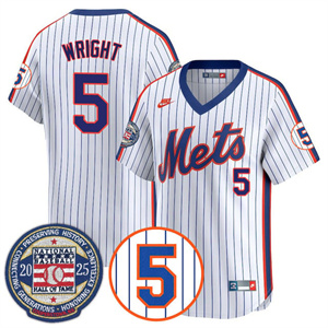 Personalized Men’s New York Mets #5 David Wright Gold Number Retirement & Hall of Fame Jersey All Stitched