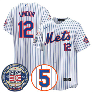 Personalized Men’s New York Mets #12 Francisco Lindor Gold Number Retirement & Hall of Fame Jersey All Stitched