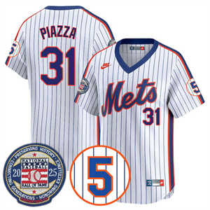 Personalized Men’s New York Mets #31 Mike Piazza Gold Number Retirement & Hall of Fame Jersey All Stitched
