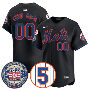 Personalized Custom New York Mets Number Retirement & Hall of Fame Gold Jersey – All Stitched Black