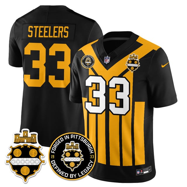 Personalized Men’s Pittsburgh Steelers #33 Steelers Alternate 1933 Throwback Limited Jersey All Stitched