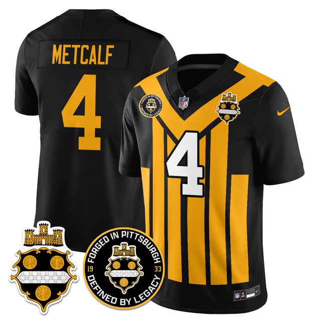 Personalized Men’s Pittsburgh Steelers #4 DK Metcalf Alternate 1933 Throwback Limited Jersey All Stitched