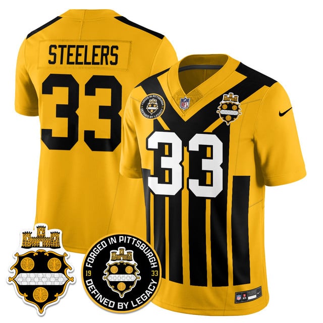 Personalized Men’s Pittsburgh Steelers #33 Steelers Alternate 1933 Throwback Limited Jersey All Stitched