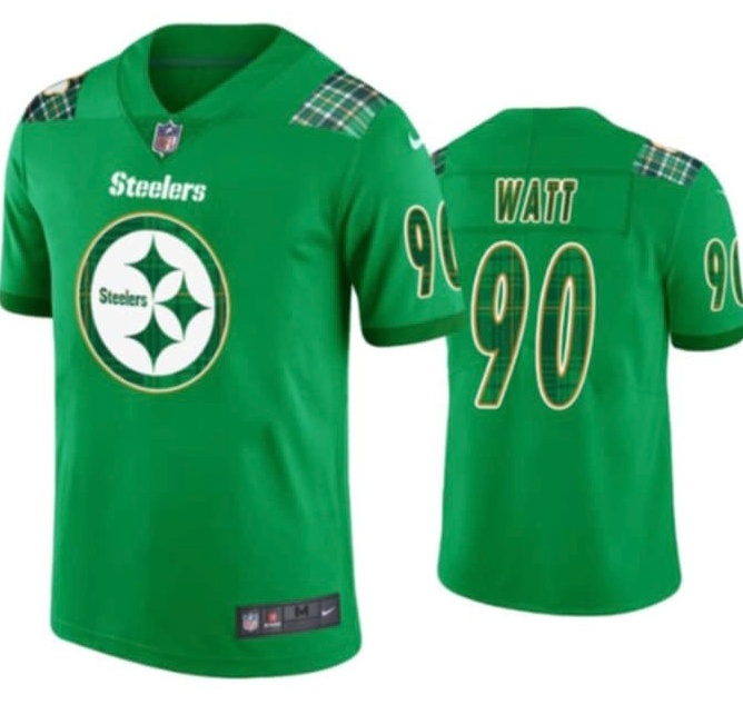 Personalized Men’s Pittsburgh Steelers #90 T.J. Watt Green Untouchable Limited Stitched Jersey