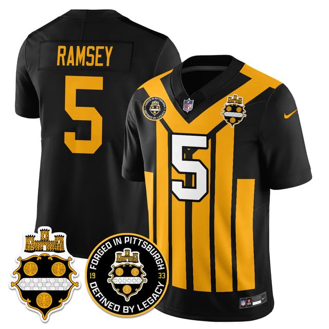 Personalized Men’s Pittsburgh Steelers #5 Jalen Ramsey Alternate 1933 Throwback Limited Jersey All Stitched