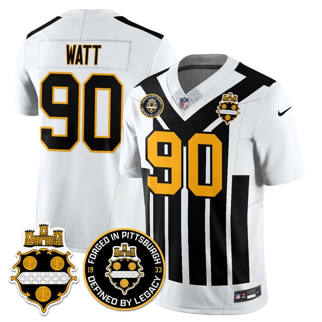 Personalized Men’s Pittsburgh Steelers #90 T. J. Watt Alternate 1933 Throwback Limited Jersey All Stitched