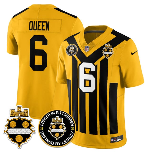 Personalized Men’s Pittsburgh Steelers #6 Patrick Queen Alternate 1933 Throwback Limited Jersey All Stitched