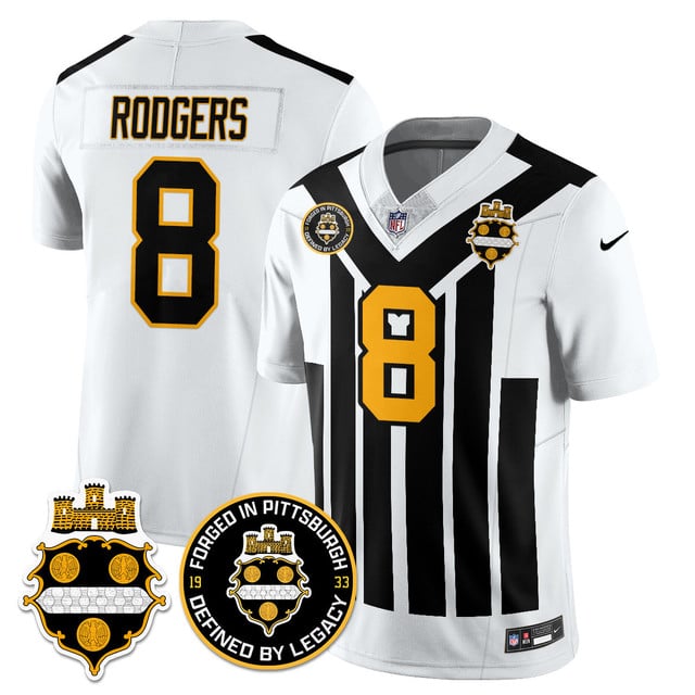 Personalized Men’s Pittsburgh Steelers #8 Aaron Rodgers Alternate 1933 Throwback Limited Jersey All Stitched
