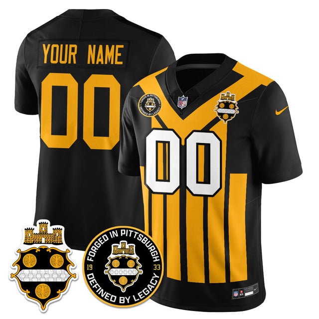 Personalized Custom Men’s Pittsburgh Steelers Black Alternate 1933 Throwback Limited Jersey All Stitched