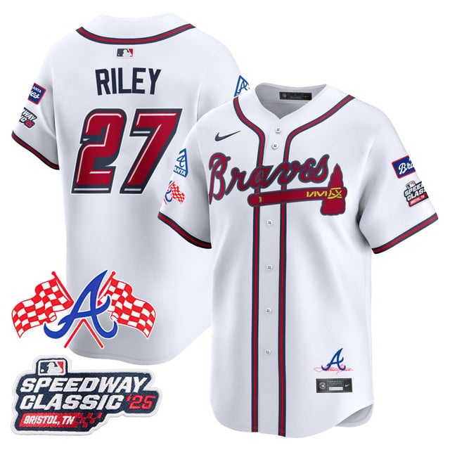 Personalized Men’s Atlanta Braves #27 Austin Riley 2025 Speedway Classic Limited Jersey V1 All Stitched
