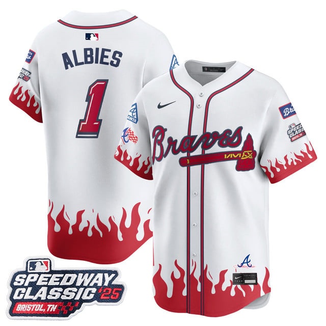 Personalized Men’s Atlanta Braves #1 Ozzie Albies 2025 Speedway Classic Limited Jersey V2 All Stitched