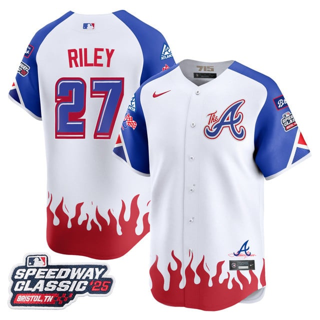 Personalized Men’s Atlanta Braves #27 Austin Riley 2025 Speedway Classic Limited Jersey V2 All Stitched