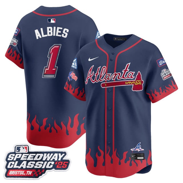 Personalized Men’s Atlanta Braves #1 Ozzie Albies 2025 Speedway Classic Limited Jersey V2 All Stitched