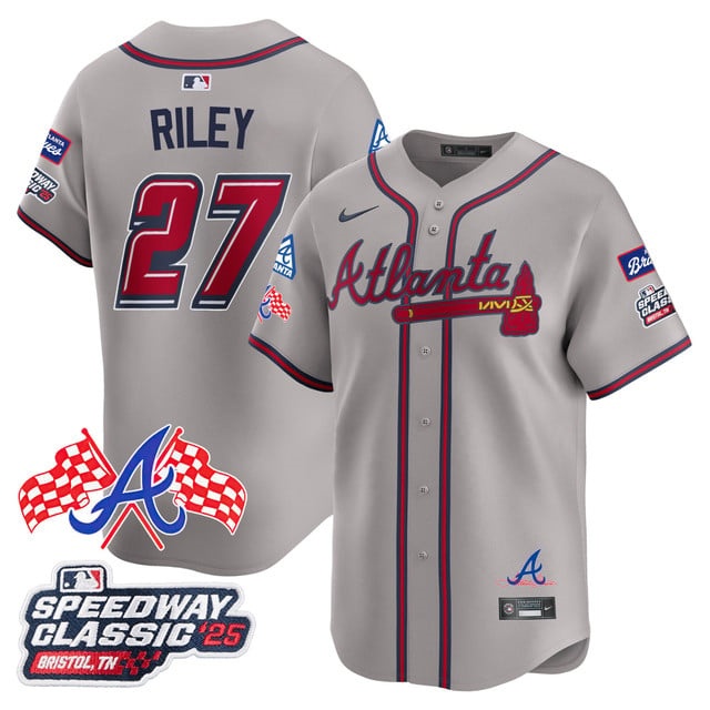 Personalized Men’s Atlanta Braves #27 Austin Riley 2025 Speedway Classic Limited Jersey V1 All Stitched