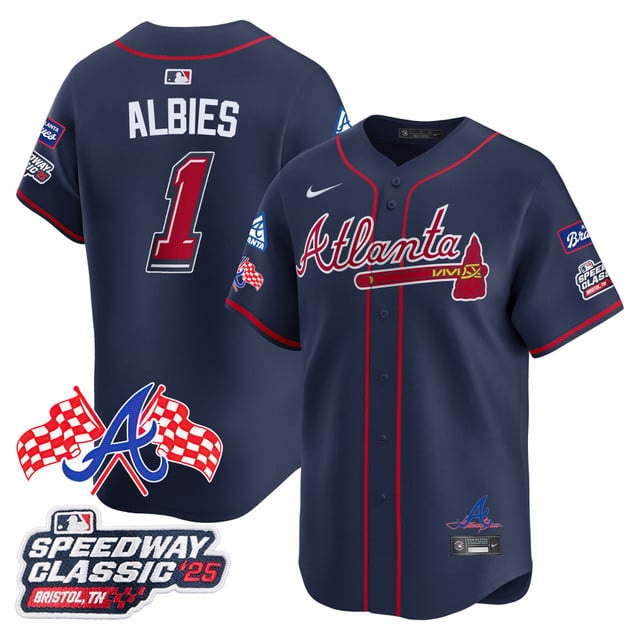 Personalized Men’s Atlanta Braves #1 Ozzie Albies 2025 Speedway Classic Limited Jersey V1 All Stitched