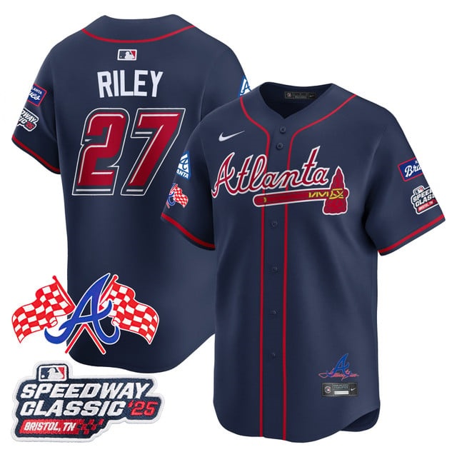 Personalized Men’s Atlanta Braves #27 Austin Riley 2025 Speedway Classic Limited Jersey V1 All Stitched