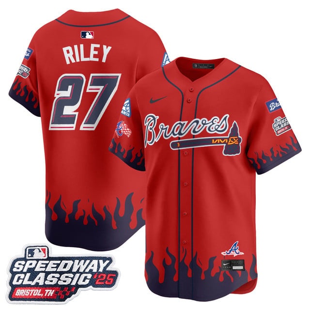 Personalized Men’s Atlanta Braves #27 Austin Riley 2025 Speedway Classic Limited Jersey V2 All Stitched