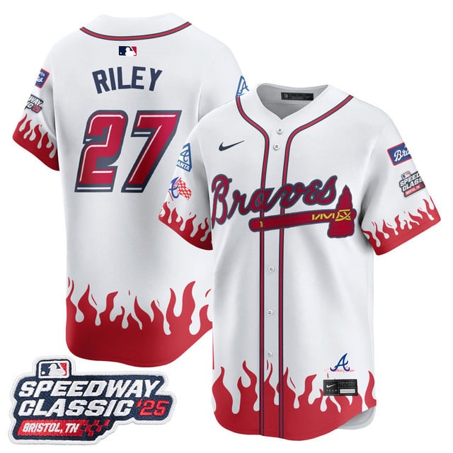 Personalized Men’s Atlanta Braves #27 Austin Riley 2025 Speedway Classic Limited Jersey V2 All Stitched