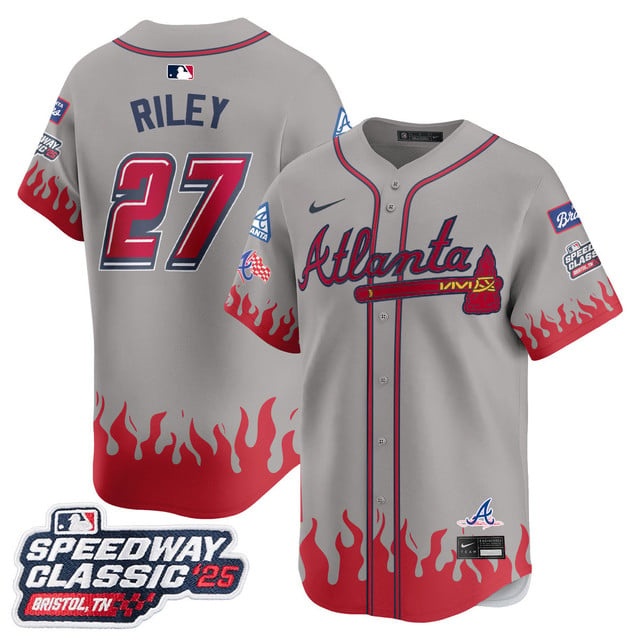 Personalized Men’s Atlanta Braves #27 Austin Riley 2025 Speedway Classic Limited Jersey V2 All Stitched