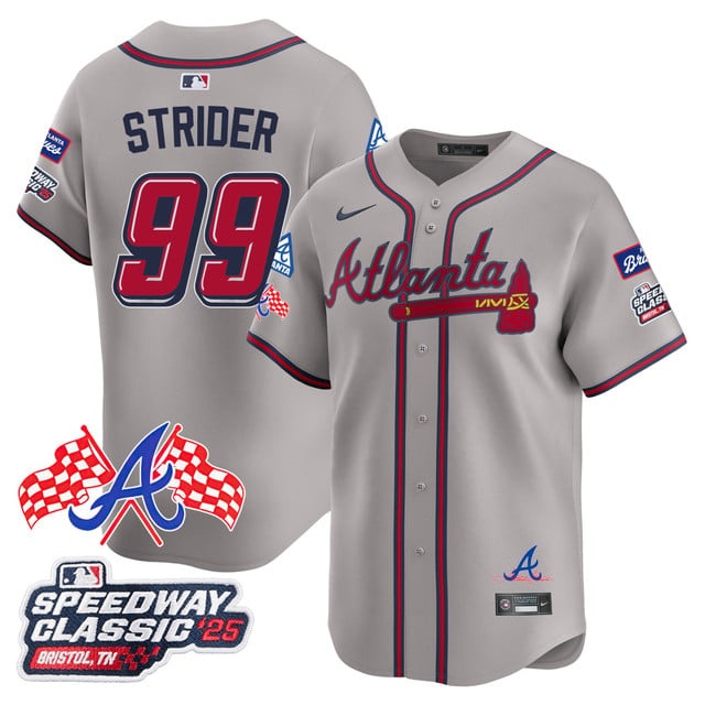 Personalized Men’s Atlanta Braves #99 Spencer Strider 2025 Speedway Classic Limited Jersey V1 All Stitched