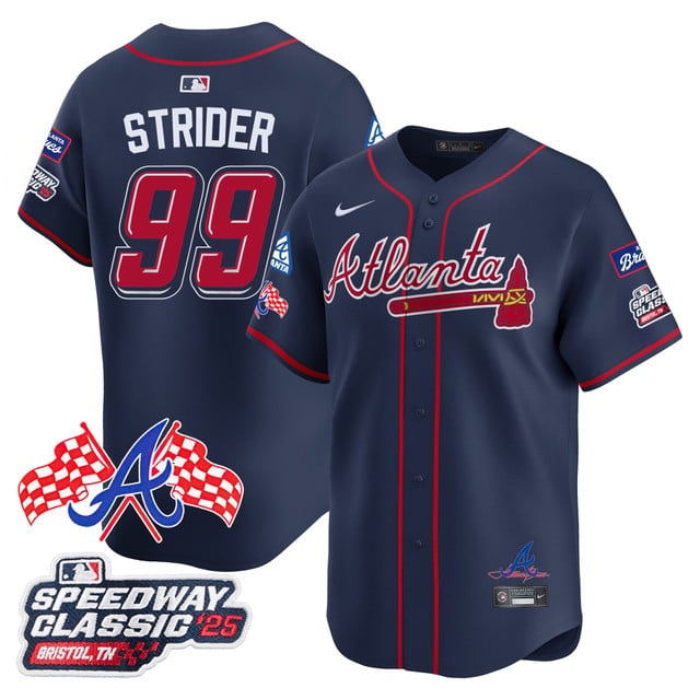Personalized Men’s Atlanta Braves #99 Spencer Strider 2025 Speedway Classic Limited Jersey V1 All Stitched