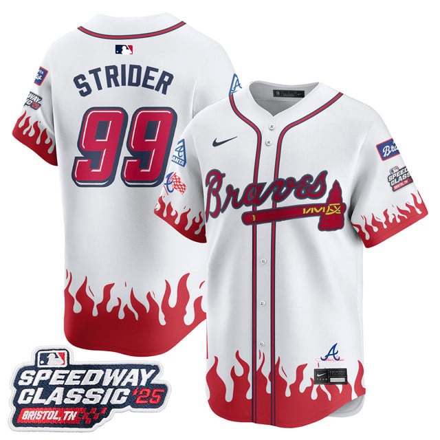 Personalized Men’s Atlanta Braves #99 Spencer Strider 2025 Speedway Classic Limited Jersey V2 All Stitched