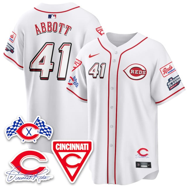 Personalized Men’s Cincinnati Reds #41 Andrew Abbott 2025 Speedway Limited Jersey V1 All Stitched