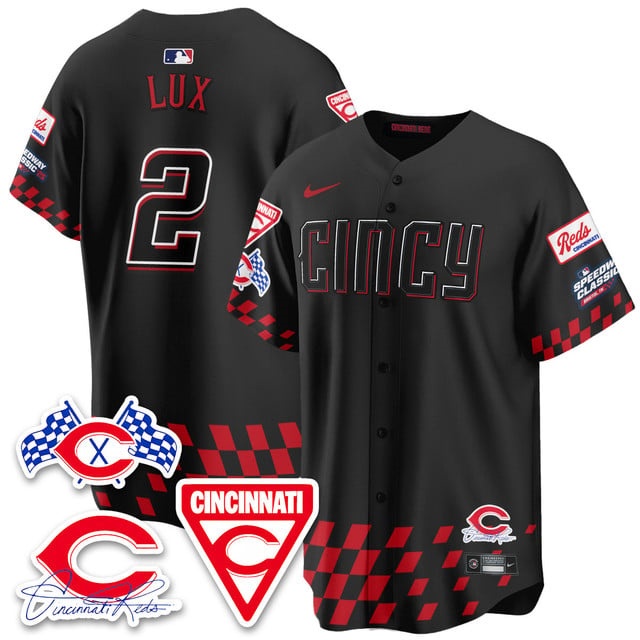 Personalized Men’s Cincinnati Reds #2 Gavin Lux 2025 Speedway Limited Jersey V2 All Stitched