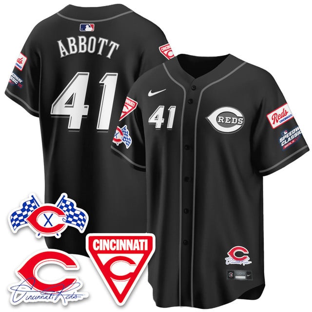 Personalized Men’s Cincinnati Reds #41 Andrew Abbott 2025 Speedway Limited Jersey V1 All Stitched