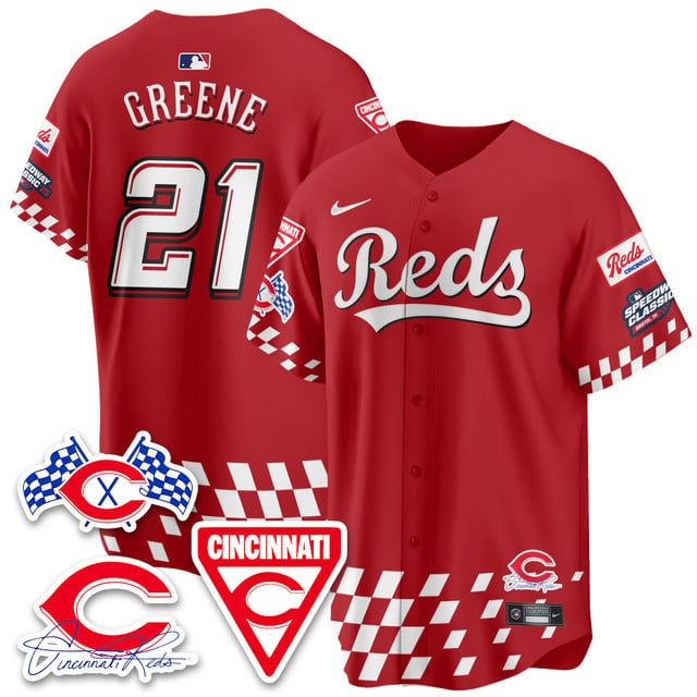 Personalized Men’s Cincinnati Reds #21 Hunter Greene 2025 Speedway Limited Jersey V2 All Stitched
