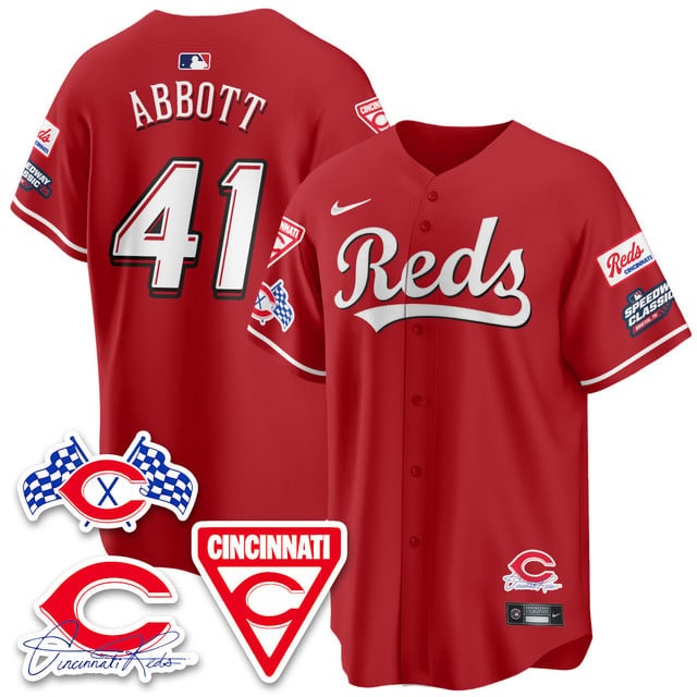 Personalized Men’s Cincinnati Reds #41 Andrew Abbott 2025 Speedway Limited Jersey V1 All Stitched