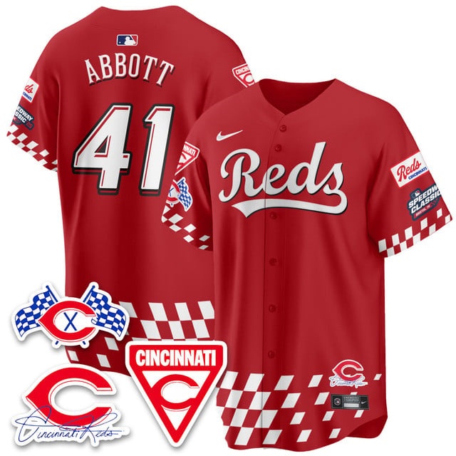 Personalized Men’s Cincinnati Reds #41 Andrew Abbott 2025 Speedway Limited Jersey V2 All Stitched