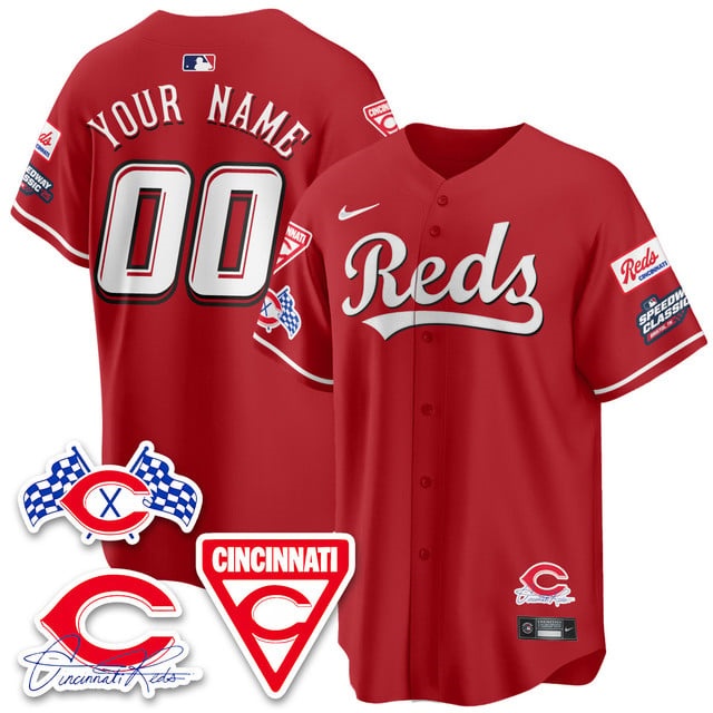 Personalized Custom Men’s Cincinnati Reds 2025 Speedway Limited Jersey V2 – All Stitched Red