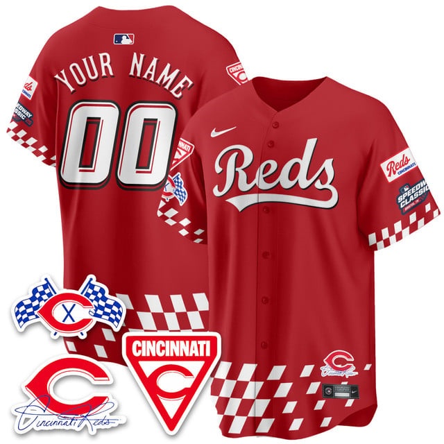Personalized Custom Men’s Cincinnati Reds 2025 Speedway Limited Jersey V2 – All Stitched Red