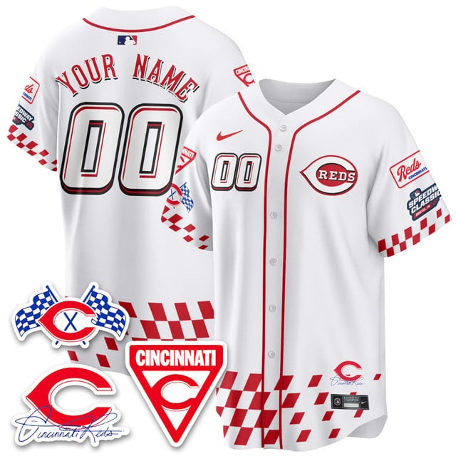 Personalized Custom Men’s Cincinnati Reds 2025 Speedway Limited Jersey V2 – All Stitched White