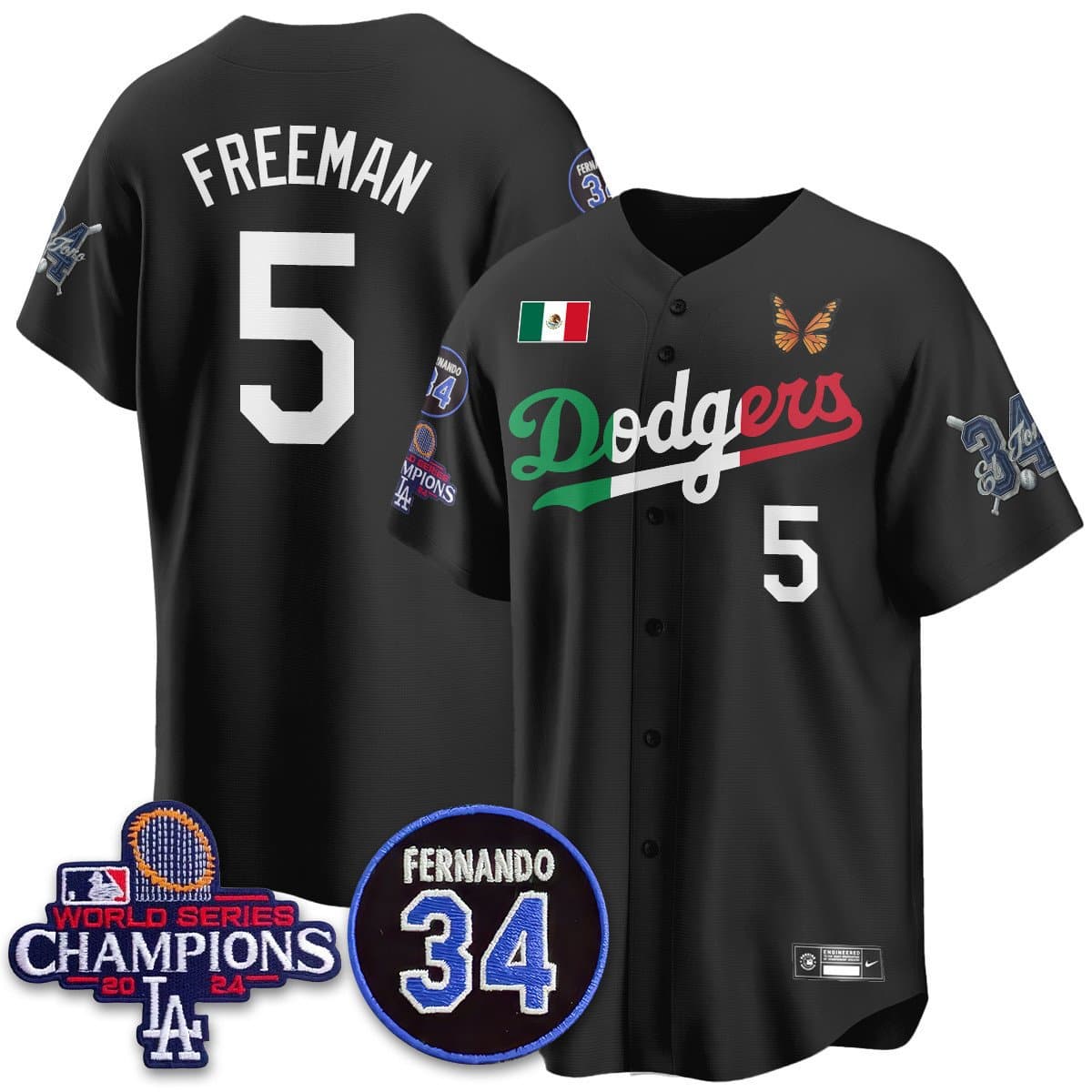 Personalized Men’s Los Angeles Dodgers #5 Freddie Freeman Mexican For 34 Jersey All Stitched