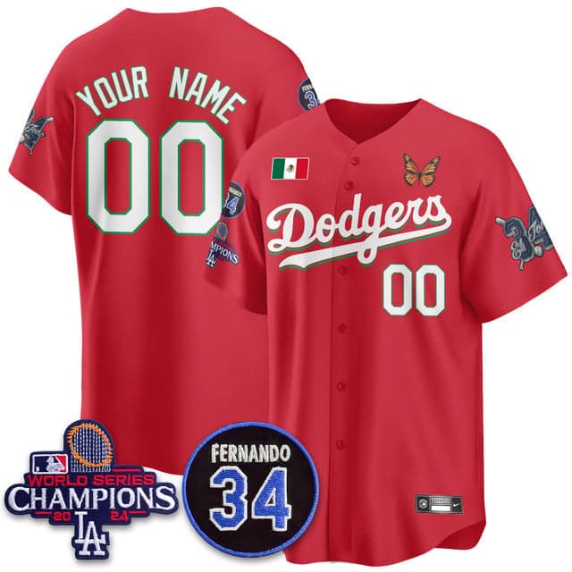 Personalized Custom Los Angeles Dodgers Mexican For 34 Jersey – All Stitched Red