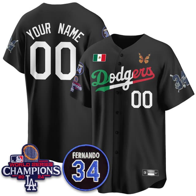 Personalized Custom Los Angeles Dodgers Mexican For 34 Jersey – All Stitched Black