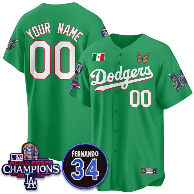 Personalized Custom Los Angeles Dodgers Mexican For 34 Jersey – All Stitched Green