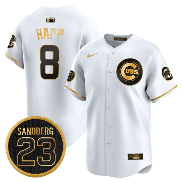 Personalized Men’s Chicago Cubs ‘Ryne Sandberg Tribute’ Premier Limited Jersey V2 All Stitched #8 Ian Happ