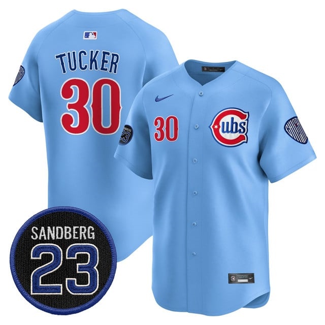 Personalized Men’s Chicago Cubs ‘Ryne Sandberg Tribute’ Premier Limited Jersey V2 All Stitched #30 Kyle Tucker
