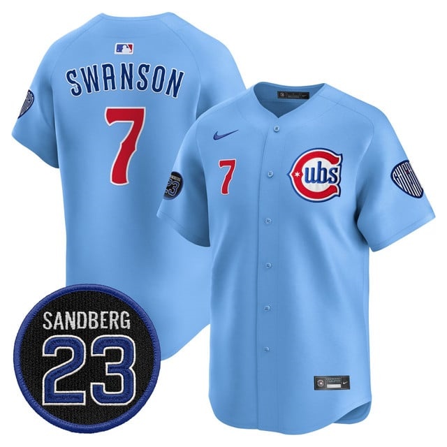 Personalized Men’s Chicago Cubs ‘Ryne Sandberg Tribute’ Premier Limited Jersey V2 All Stitched Dansby Swanson