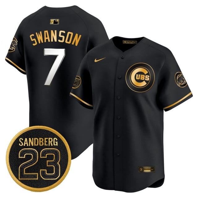 Personalized Men’s Chicago Cubs ‘Ryne Sandberg Tribute’ Premier Limited Jersey V2 All Stitched #7 Dansby Swanson