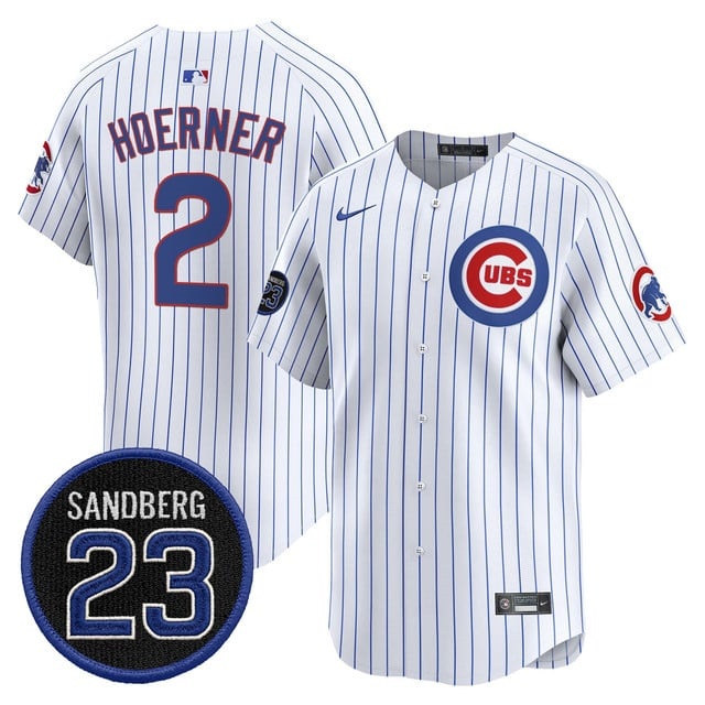 Personalized Men’s Chicago Cubs ‘Ryne Sandberg Tribute’ Premier Limited Jersey V2 All Stitched #2 Nico Hoerner