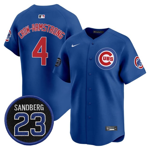 Personalized Men’s Chicago Cubs ‘Ryne Sandberg Tribute’ Premier Limited Jersey V2 All Stitched #4 Pete Crow-Armstrong