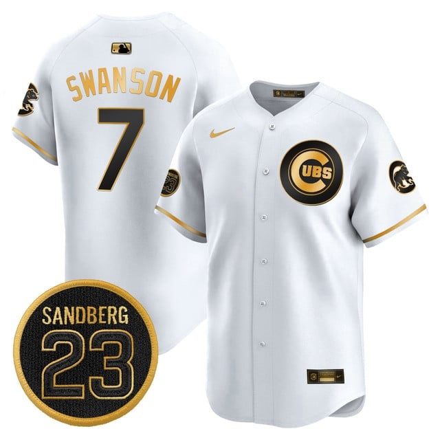 Personalized Men’s Chicago Cubs ‘Ryne Sandberg Tribute’ Premier Limited Jersey V2 All Stitched #7 Dansby Swanson