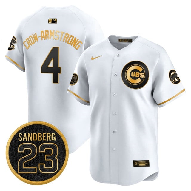 Personalized Men’s Chicago Cubs ‘Ryne Sandberg Tribute’ Premier Limited Jersey V2 All Stitched #4 Pete Crow-Armstrong